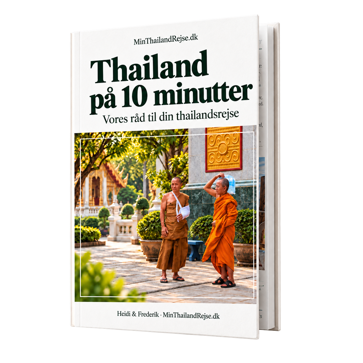 Forsiden af Thailand på 10 minutter – vores gratis digitale Thailand-guide, vist som en bog